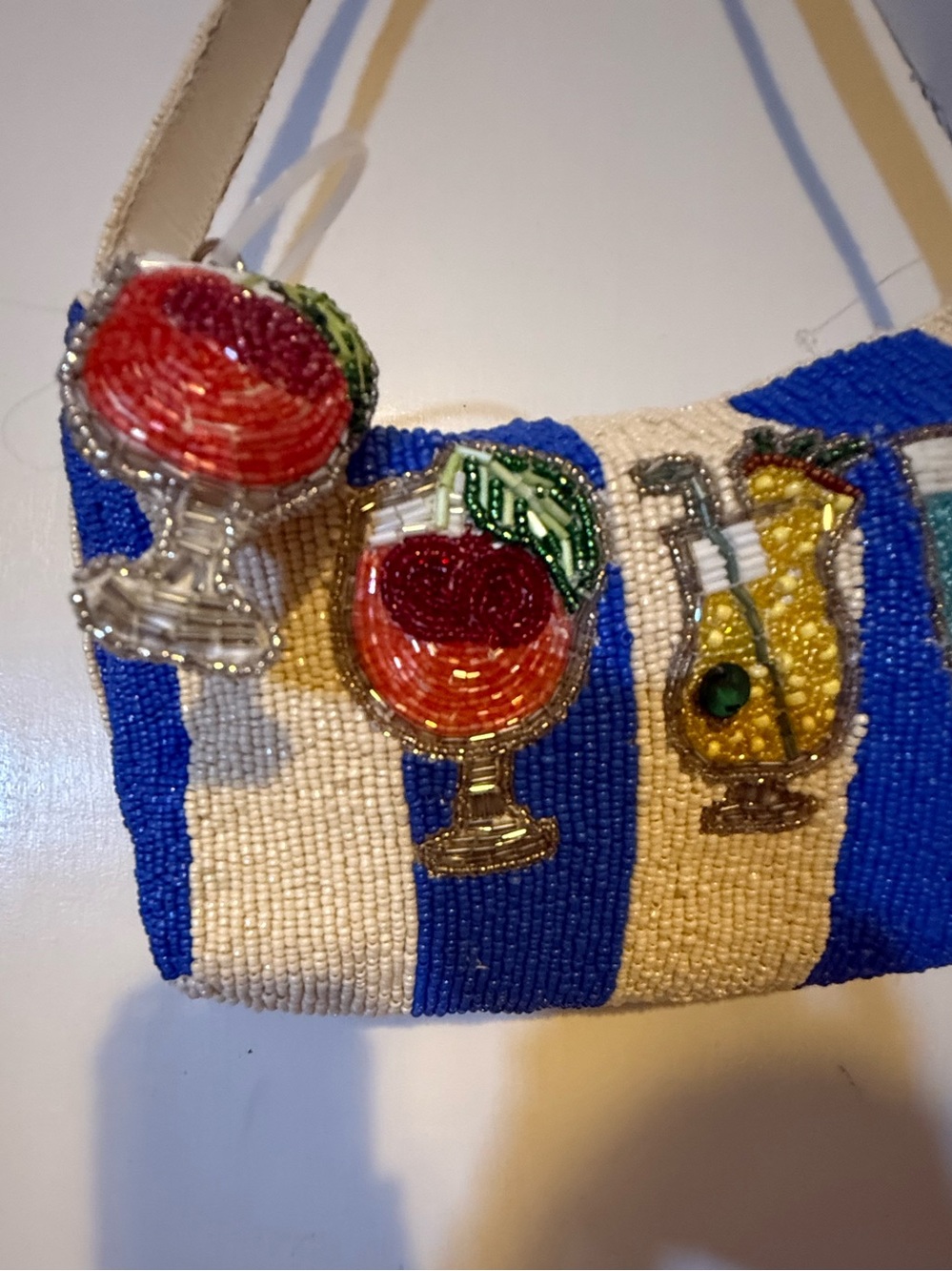 T.J.Maxx Blue & White Cocktail, Striped Beaded Mini Shoulder Bag - Picture 3 of 10